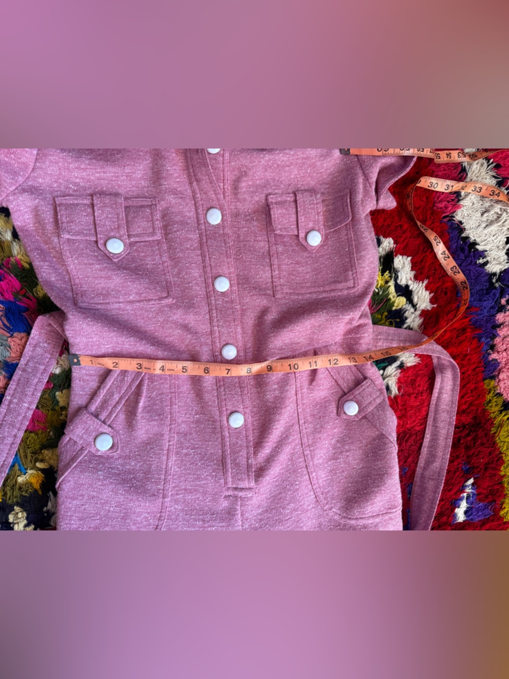 70s Vintage Dusty Rose Jumpsuit Sz M - Picture 5 of 10